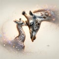 Whimsical Giraffes Dancing in Celestial Swirls