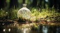 Whimsical Glass Bottle In A Creek: A Stunning Vray Tracing Uhd Image