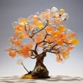 Whimsical Glass Sculpture: Orange Tree With Bubbles