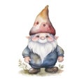 Whimsical Gnome Illustration on Pastel Watercolor Background for Children\'s Book Covers.