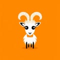 Whimsical Goat Icon On Orange Background - Free Vector Clipart