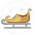 Whimsical Golden Ice Skate on a Sled with Festive Sparkles Royalty Free Stock Photo