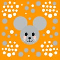 Whimsical Gray Mouse With Polka Dots On Orange Background Royalty Free Stock Photo