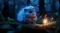 Whimsical Guardian: Hedgehog Patronus in Enchanted Forest Twilight