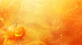 Whimsical Halloween background featuring a glowing Jack-o\'-lantern with swirling patterns and a bright, festive orange theme Royalty Free Stock Photo