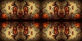 Whimsical Halloween house pumpkin pattern symmetrical wallpaper