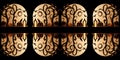 Whimsical Halloween pattern seamless symmetrical wallpaper