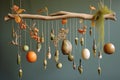 whimsical hanging mobile with natural elements