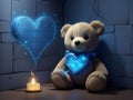 Whimsical Harmony: Laser Drawing of Teddy Bear Love in Blue