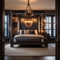 A whimsical Harry Potter-inspired bedroom with a four-poster bed and magical floating candles5