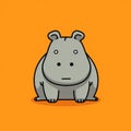 Whimsical Hippo Portrait On Orange Background With Coin