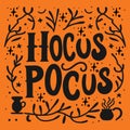 Whimsical Hocus Pocus Halloween Vector Illustration in Enchanting Orange and Black