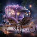 Whimsical Horse-Drawn Carriages in Enchanting Magical Setting