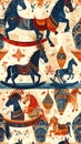 Whimsical Horse Pattern - A Carousel of Colors Royalty Free Stock Photo