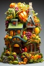 Whimsical Fruit and Vegetable house