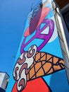 Whimsical Ice Cream Cone Mural in Urban San Francisco, Low Angle View Royalty Free Stock Photo