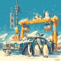 Penguins at a Car Wash