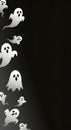 Playful White Ghosts on a Dark Gradient Background - Halloween Illustration Royalty Free Stock Photo