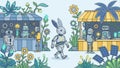 Robot Fairytale Robots, Rabbit Android, Solar Punk Illustration Royalty Free Stock Photo