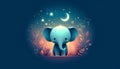 A whimsical illustration featuring a stylized blue elephant sta Royalty Free Stock Photo