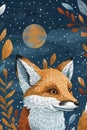 Charming Red Fox Portrait Under the Night Sky Royalty Free Stock Photo
