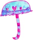 Whimsical Illustration of a Girly Parasol Umbrella