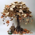 Children\'s Upcycled Fall Tree Craft With Paper And Leaves