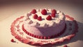 Whimsical Illustration of a Pastry Mat for National Raspberry Cake Day.AI Generated