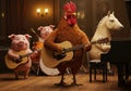 Animals Playing Music, A Whimsical Band Scene Royalty Free Stock Photo