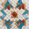 A whimsical inlay rose, its petals crafted from a blend of playful textures generated by Ai