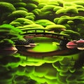 Whimsical Japanese garden depiction