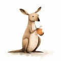 Whimsical Kangaroo Illustration: A Playful Snack With Conrad Roset\'s Style Royalty Free Stock Photo