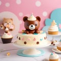 Whimsical Kawaii Bear Cake Fantasy