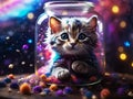 Whimsical kitty in a galaxy of dreams