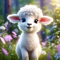 Whimsical Lamb: 3D Illustration of a Magical Lamb