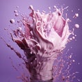 Whimsical Lavender Milkshake Splash in Energetic Motion. AI generation