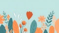 Whimsical Leaf Design: Playful Orange and Teal Elements on Blue