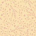 Whimsical Leaves and Branches Seamless Pattern yellow. Royalty Free Stock Photo