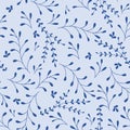 Whimsical Leaves Seamless Pattern blue.