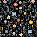 Whimsical Meadow Flowers background pattern wallpaper vector