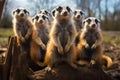 Whimsical meerkat family, displaying their entertaining and amusing behaviors