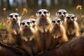 Whimsical meerkat family, displaying their entertaining and amusing behaviors