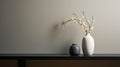 Whimsical Minimalism: Japanese-inspired White Vase On Gray Wall