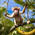 A whimsical monkey with angelic wings, swinging through a heavenly canopy of clouds5, Generative AI