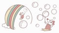 Whimsical mouse, floating bubbles, magical rainbow, vector design Generative AI Royalty Free Stock Photo