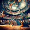 Whimsical Musical Library Interior Royalty Free Stock Photo