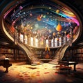 Whimsical Musical Library Interior Royalty Free Stock Photo