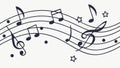 Whimsical Musical Notes on Staff with Stars Vector Illustration, Melody Magic, vector design Generative AI Royalty Free Stock Photo