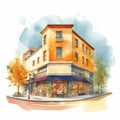 Whimsical Panera Bread Shop With Watercolor-style Illustration