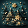 Whimsical Paper Cuts Festive Christmas Decoration Background AI Generated Illustration